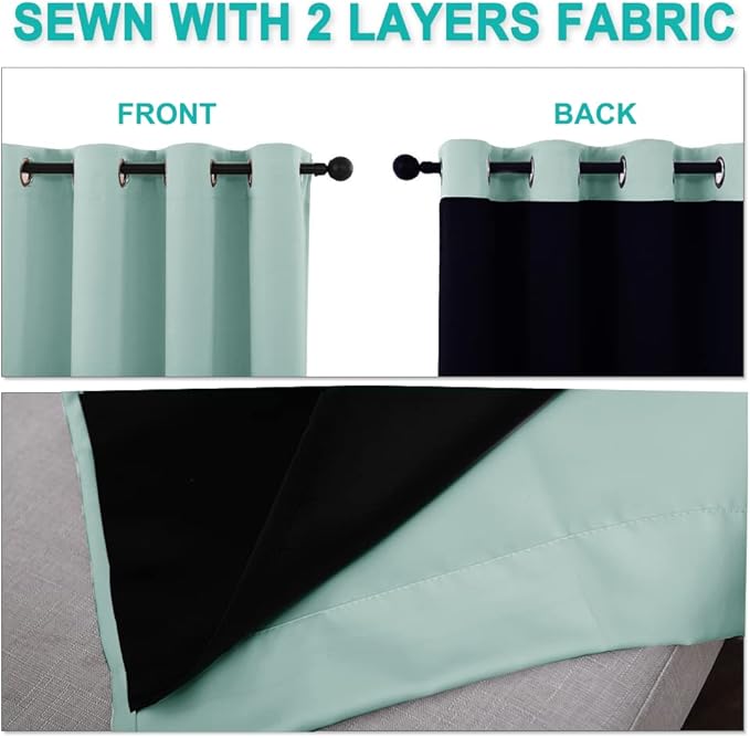 NICETOWN Aqua Blue Blackout Curtains 84 inches Long, Full Light Blocking Drapes - Image 5