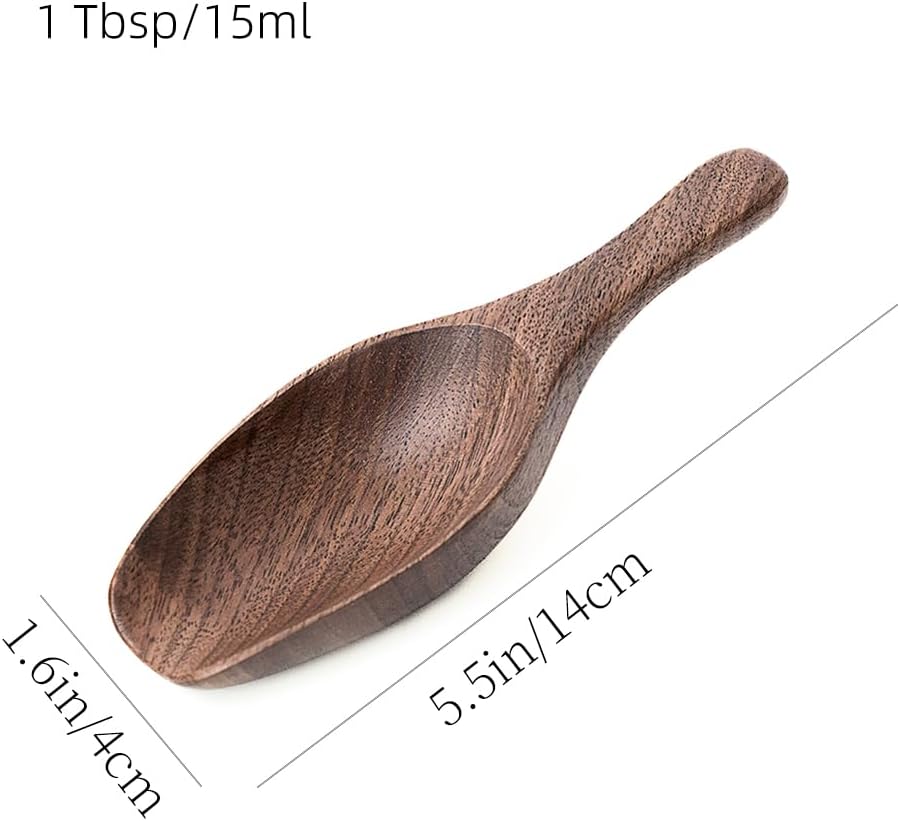 Black Walnut Coffee Scoop for Ground Coffee, Loose Tea & Bath Salts, 1 Tablespoon/15ml, Multi-Purpose Kitchen Scooping Tool for Jars, Canisters & Coffee Brewing Accessories(1pcs)