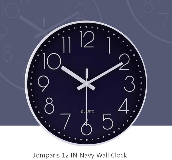 jomparis 12 Inch Silent Non-Ticking Battery Operated Quality Quartz Round Wall - Image 6
