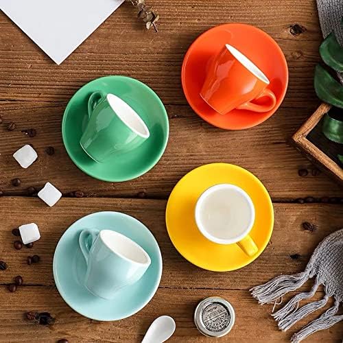 Porcelain Espresso Cup with Saucer, Espresso shot Cup, 80ml/2.7Oz, Cyan