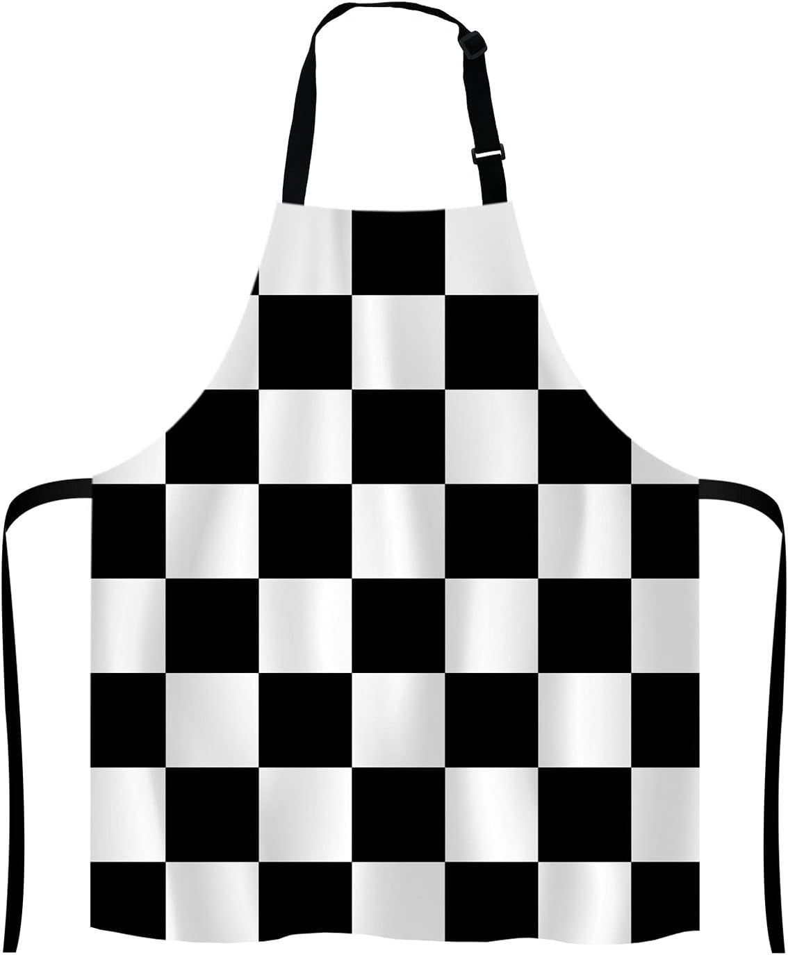 Black and White Art Design Checkered Bib Apron with Adjustable Neck for Men Women,Suitable for Home Kitchen Cooking Waitress Chef Grill Bistro Baking BBQ Apron