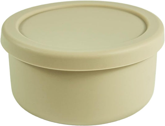XU&PEIQI Silicone Food Storage Containers & Round Bowls with Lids - Meal Prep Containers for Kitchen Serving, Salad & Lunch - Airtight Microwave/Fridge/Dishwasher Safe BPA-Free 24oz.(Beige)