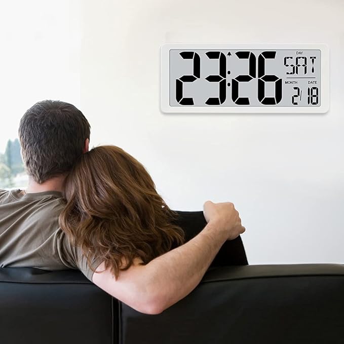 TXL 14.2" Large Digital Day Wall Clock, Custom 8 Languages Calendar, Count - Image 9