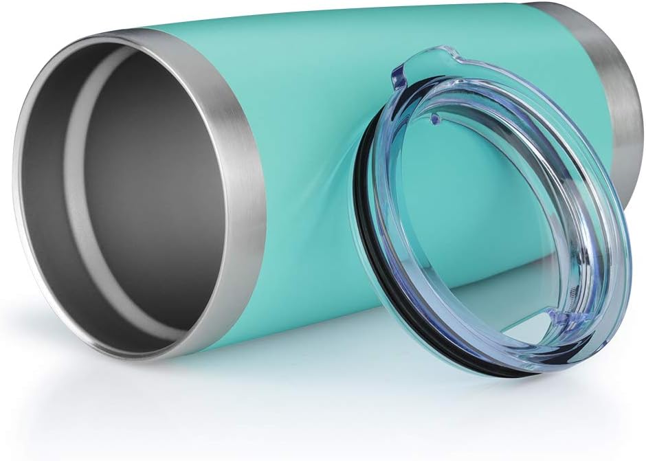 20oz Tumbler Bulk Stainless Steel Vacuum Insulated Tumblers with Lid Double Wall Travel Mug, Powder Coated Coffee Cup, Suitable for Ice Drinks and Hot Beverage (Light blue 6pack)