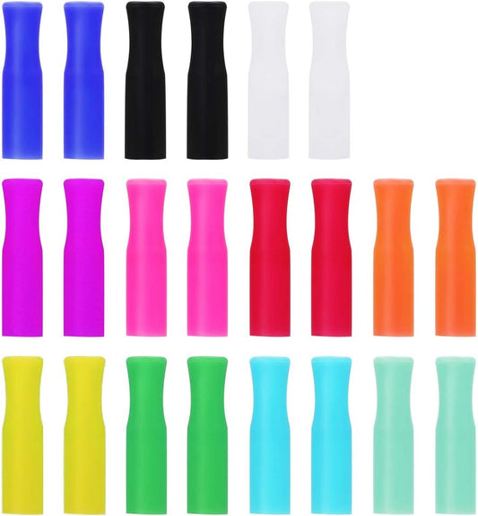 22Pcs Reusable Straws Tips, Silicone Straw Tips, Multi-color Food Grade Straw Tip Covers Only Fit for 1/4 Inch Wide(6MM Out diameter) Stainless Steel Straws by Accmor