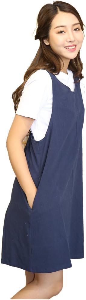 Cotton Linen Japanese Apron Halter Cross Back Bandage X Shape Aprons Two Pockets