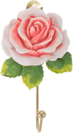 Beautiful Pink Flower Decorative Wall Hook, Fancy Cute Handmade Resin Rose Robe - Image 5
