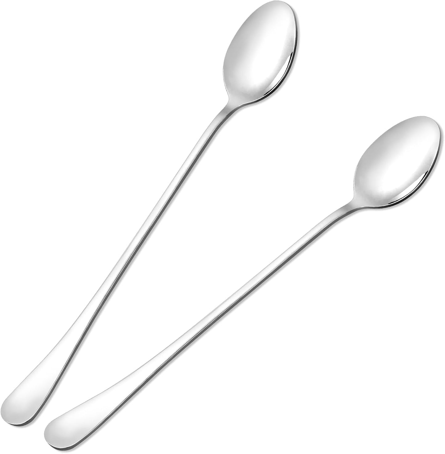 2 PCS Ice Tea Spoons Long Stainless Steel Teaspoons for Stirring Ice Cream Spoons Drink Mixing Spoon Long Silver Coffee Cocktail Mixing Spoon for Dessert Shakes