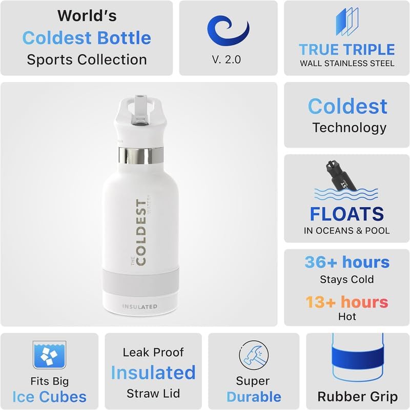 Coldest Insulated Water Bottle with Straw Lid - Stainless Steel Metal Insulated Bottle for Men & Women (Stardust Glitter, 40 oz)