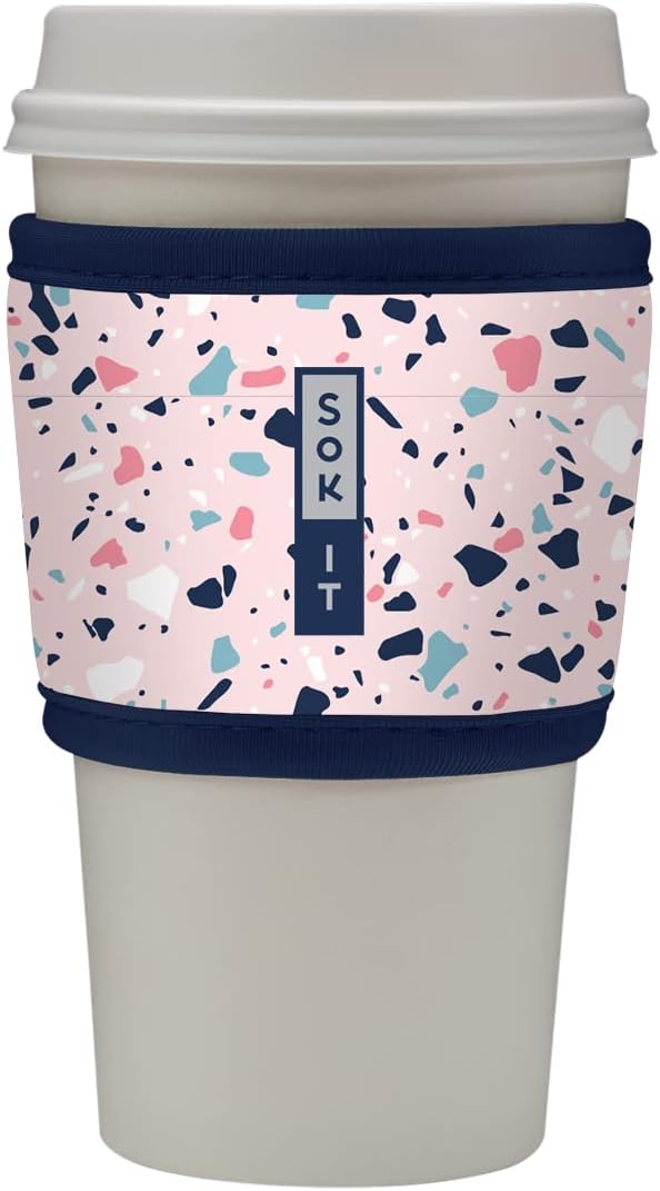 Sok It HotSok Coffee & Tea Reusable Insulated Neoprene Cup Sleeve (Pink Terrazzo)