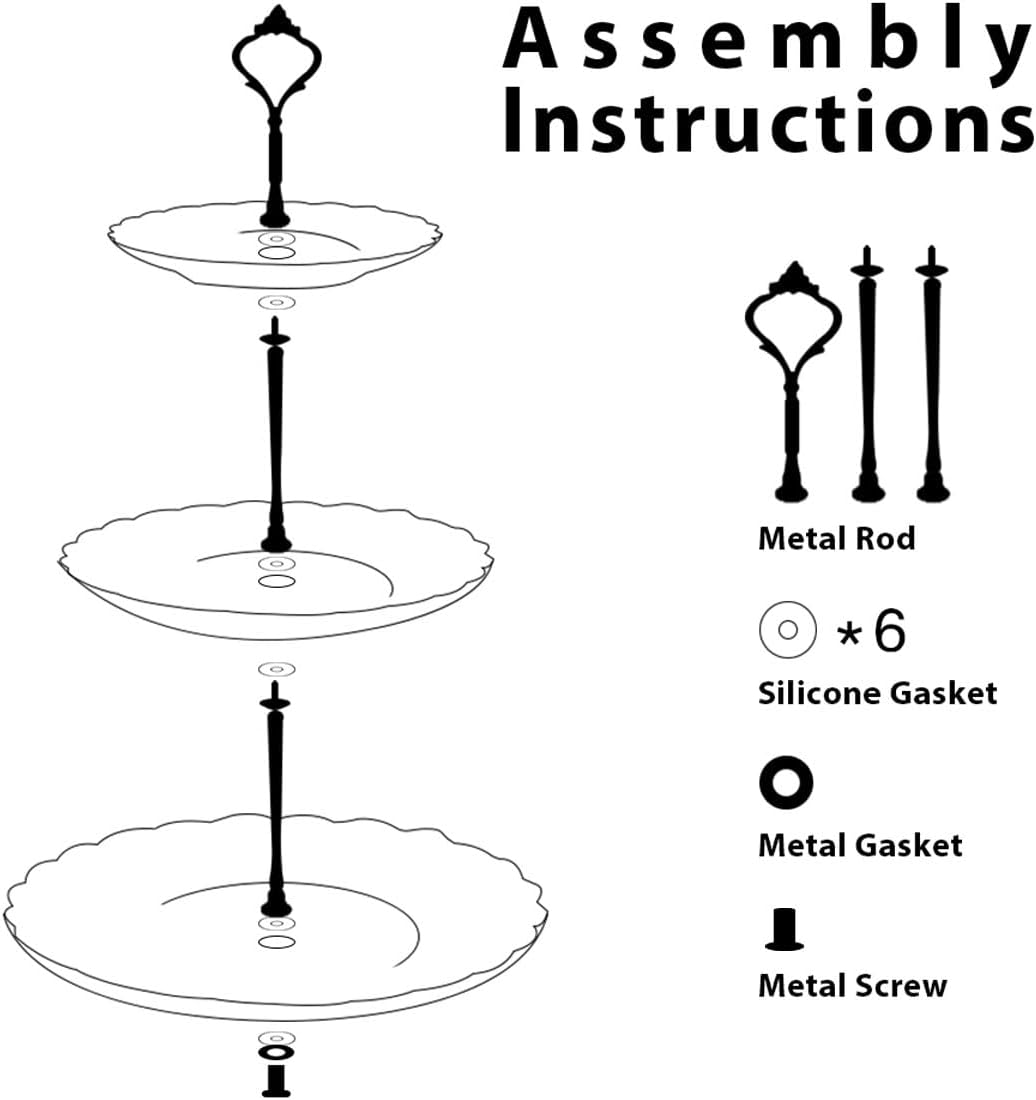 Sweejar 3 Tier Ceramic Cake Stand Wedding, Dessert Cupcake Stand for Tea Party Serving Platter (Fresh Flower)