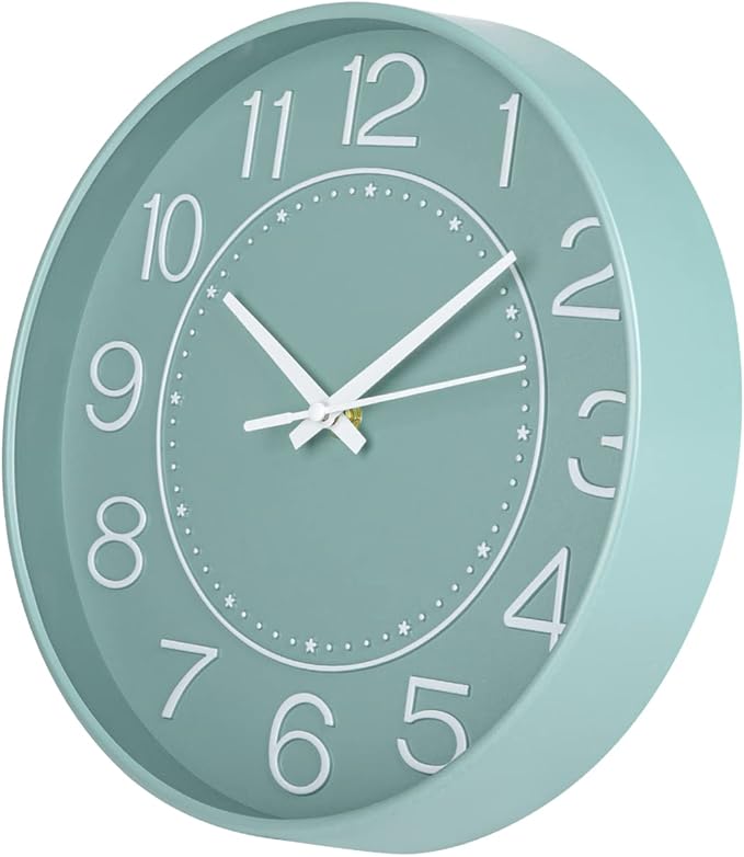 HZDHCLH 10 inch Small Wall Clock, Battery Operated, Mint Green, Modern Quartz - Image 2