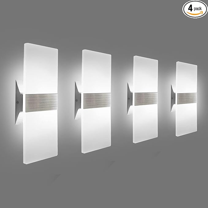 KICAAO Modern Wall Sconces 4 Pack, Led Wall Light 10w, Wall Sconce Up Downlight by KICAAO