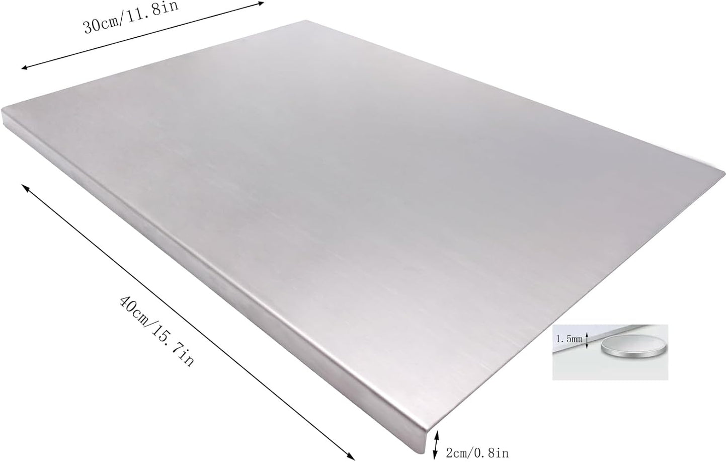 Stainless Steel Cutting Boards for The Kitchen, Suitable for Meat, Fruits, Vegetables, Bread, and Baking Large-sized Cutting Boards (40 x 30cm/15.7 x 11.8 in)