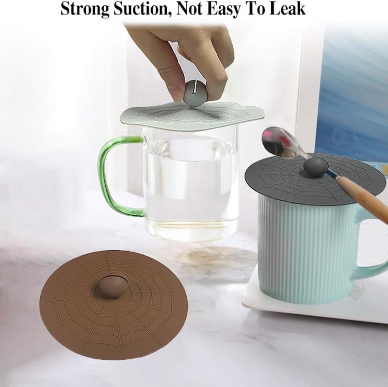 Silicone Cup Covers (Set of 3) ， Multicolored Silicone Lids for Mugs, Cups, Tea Pots,Flexible Mug Covers，Hot Cup Lids for Coffee & Tea