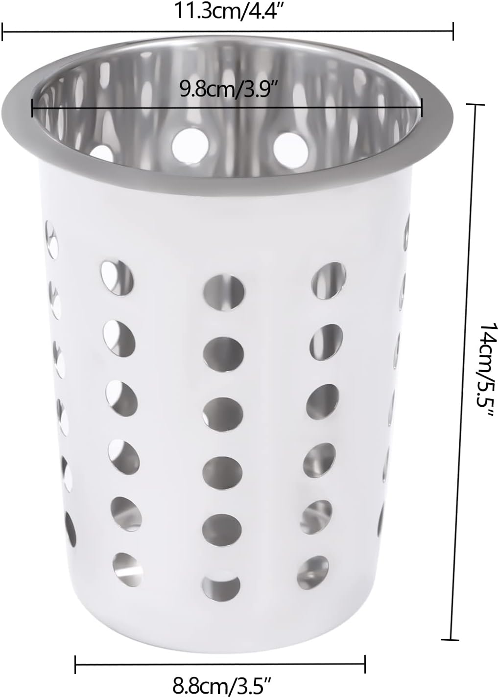 Stainless Steel Flatware Utensil Holder, Commercial Cylinder Silverware Organizer for Countertop Restaurant, 4-Hole