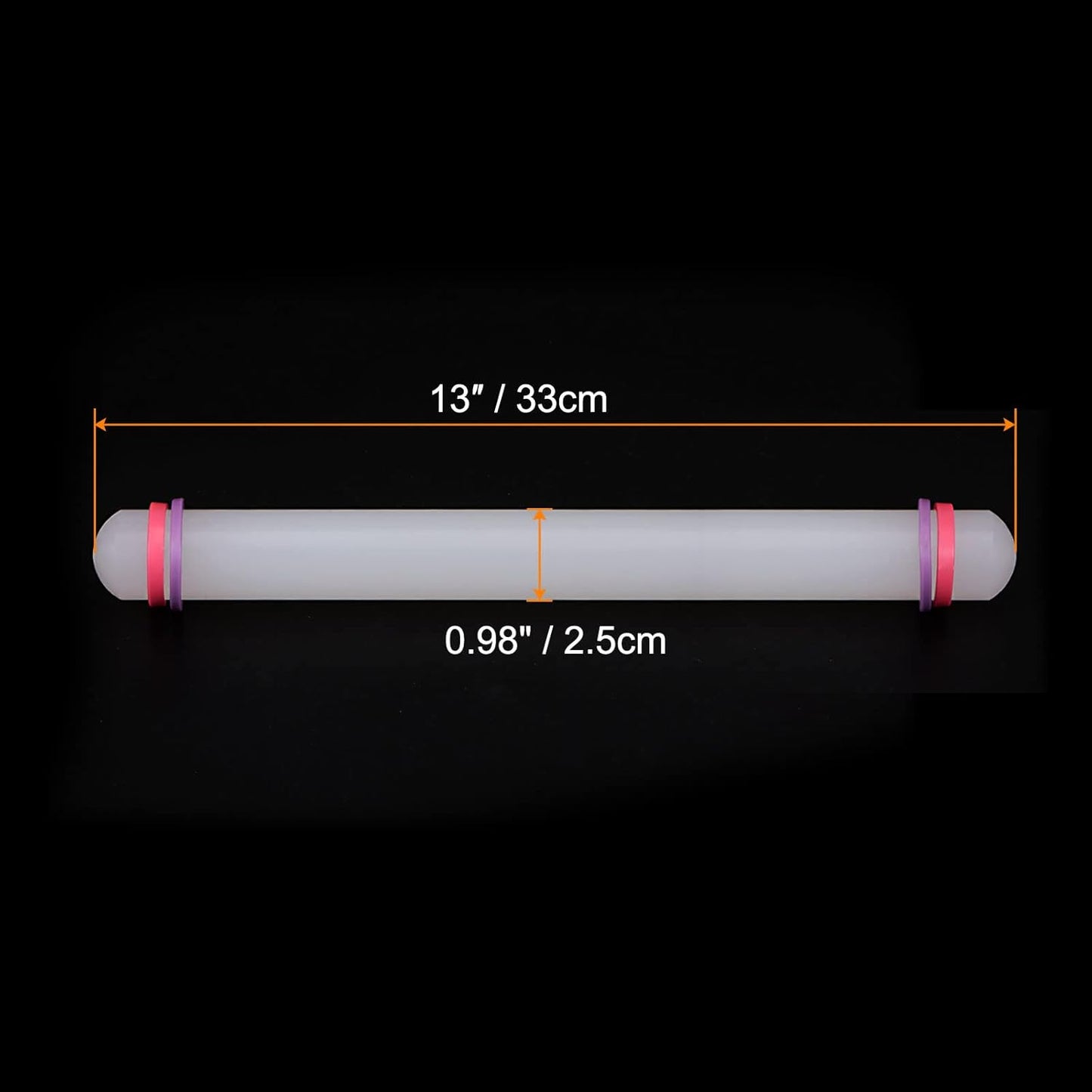 HARFINGTON 2pcs Fondant Rolling Pin 13 Inch x 0.98 Inch Adjustable Guide Rings Non-Stick PP Plastic Fondant Roller Dough Roller Kitchen Decorating Tools for Cookie Pastry Pizza Clay