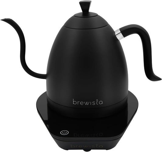 Brewista Artisan Electric Gooseneck Kettle, Water Boiler with LCD Panel, Precise Temperature Control, Fast Boiling and Keep Warm Settings for Pour-Over Coffee & Tea, Café, 1 Liter (All Black)