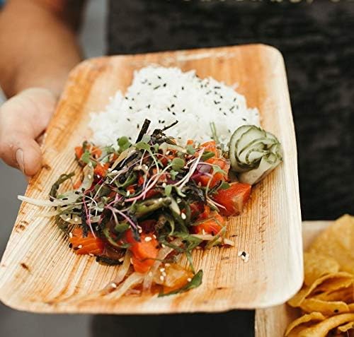 Charity Leaf Eco-Friendly Palm Leaf Trays - 11"x7" (25-Pack) | Bamboo-Style, Disposable Serving Platters | Perfect for Weddings & Events | Green & Compostable Dinnerware