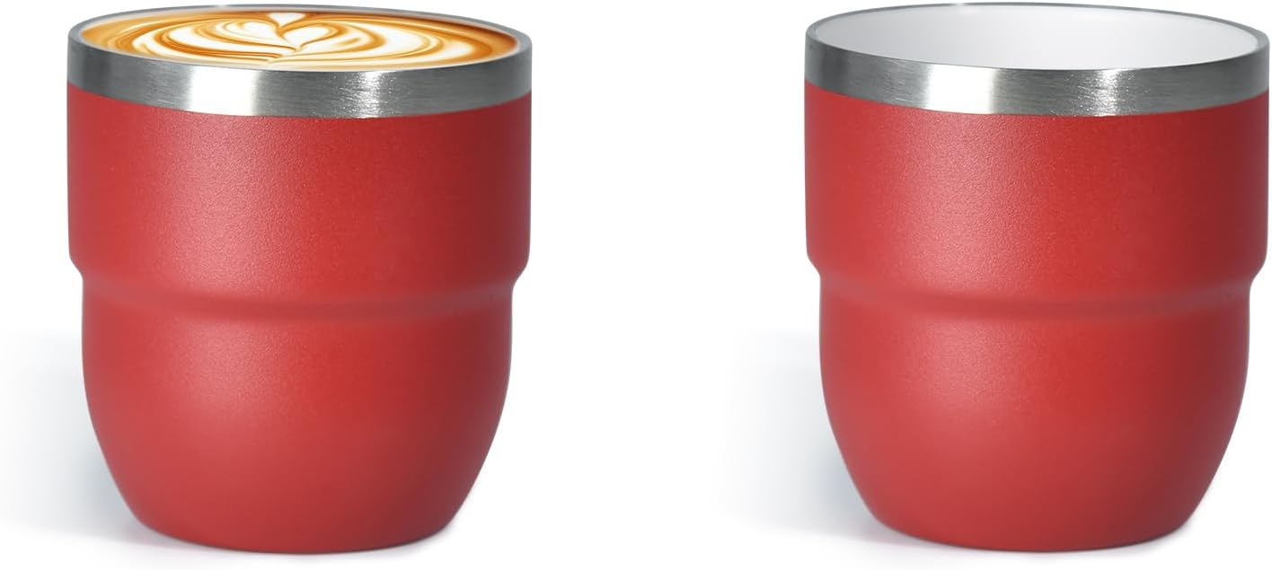 4oz Espresso Cups, Insulated Espresso Cups Set of 2, Expresso Shots Cup, Stainless Steel Shot Glasses for Coffee, Portable Espresso Travel Mug for Camping