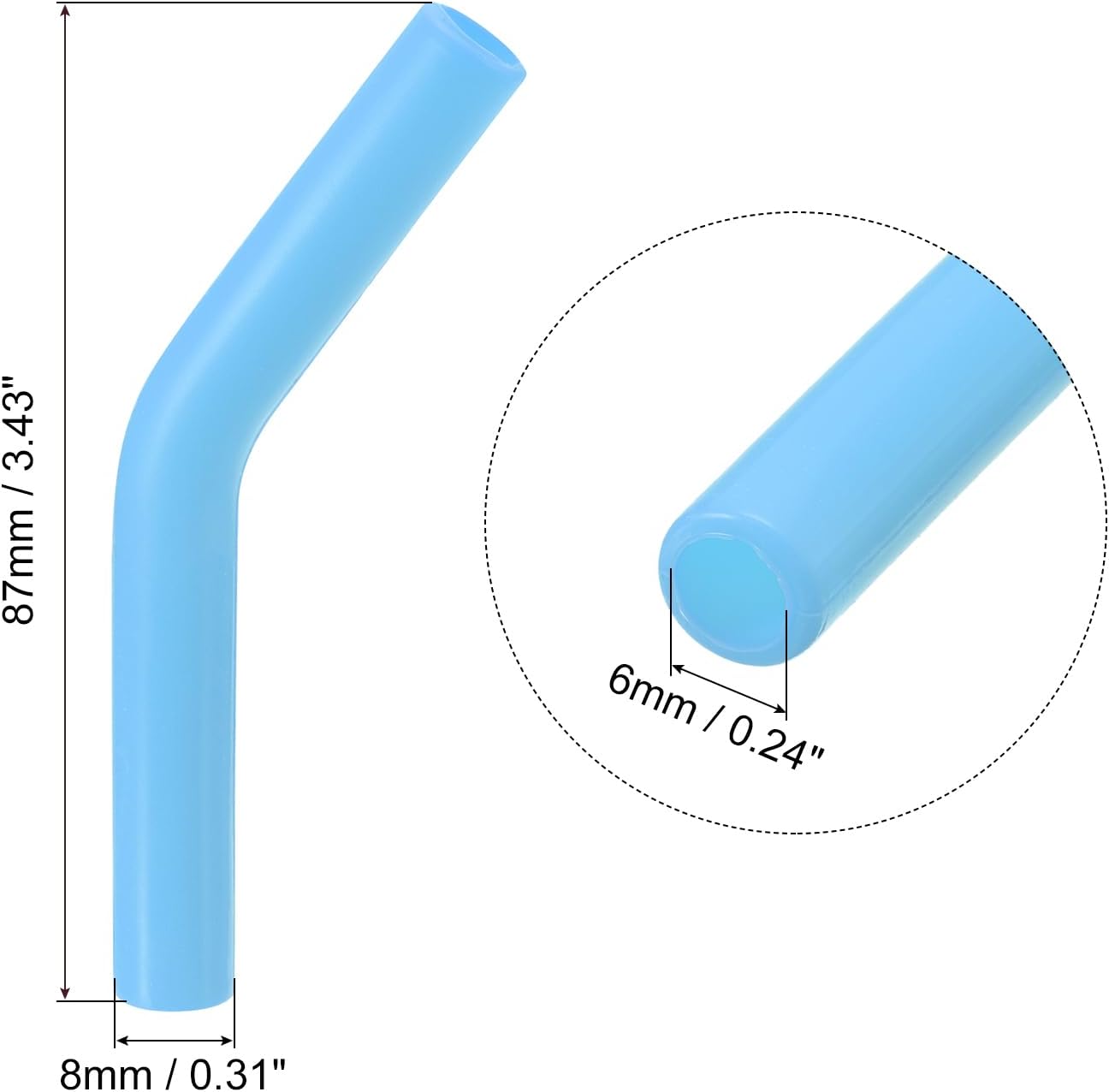 uxcell 12pcs Silicone Straw Tips, Silicone Straw Elbows Tip, Soft Reusable Metal Straw Covers Fit for 6mm/0.24" OD Stainless Steel Straws, Sky Blue