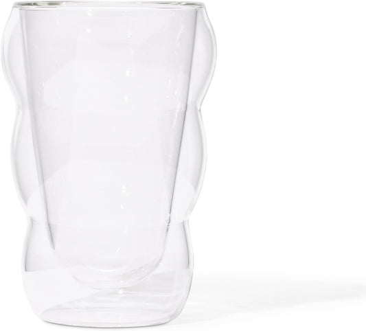 Glass Cloud cups 12 oz Double Wall Insulated Glass Cups - heat-resistant borosilicate glass -perfect for iced teas, lattes, and all your favorite sips (Clear)