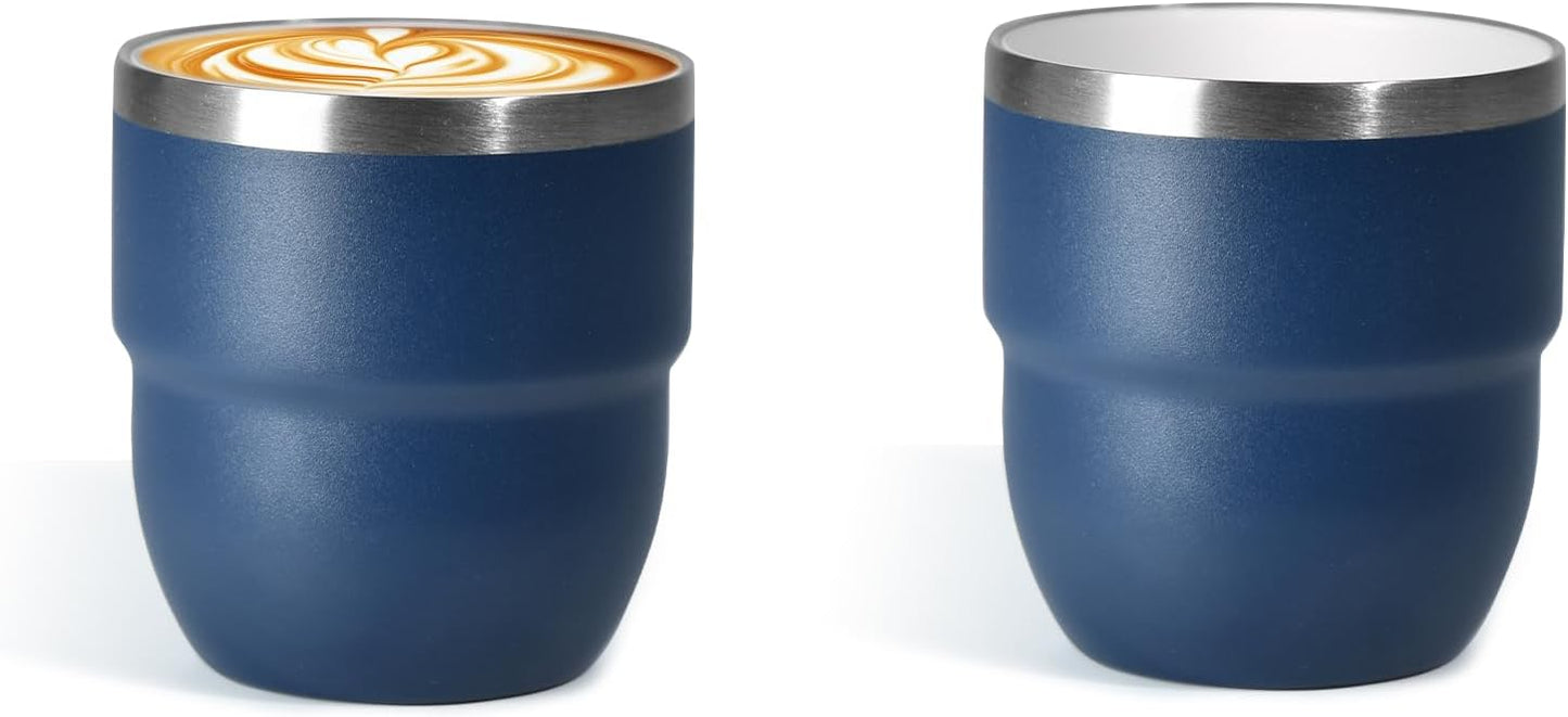 4oz Espresso Cups, Insulated Espresso Cups Set of 2, Expresso Shots Cup, Stainless Steel Shot Glasses for Coffee, Portable Espresso Travel Mug for Camping
