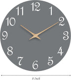 Mosewa Wall Clock Gray Battery Operated Silent Non Ticking Simple Modern Wood - Image 3