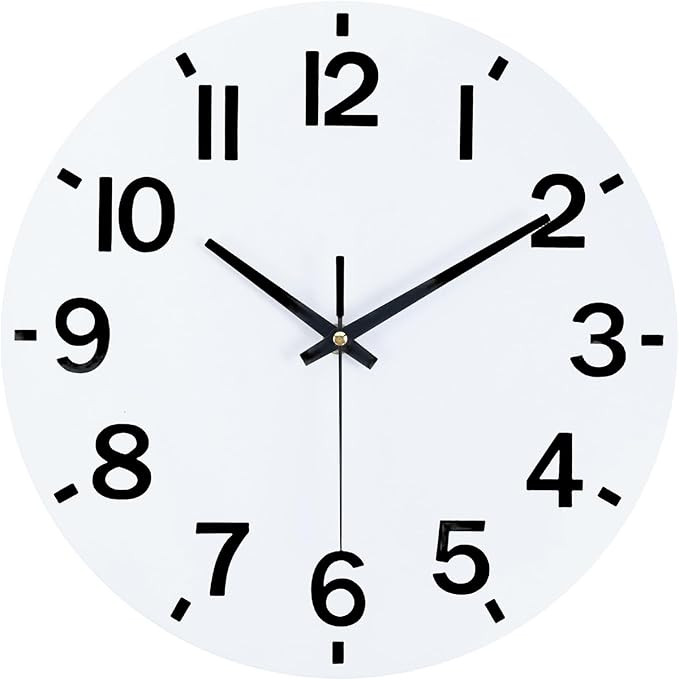 HZDHCLH Wall Clock 12 Inch Silent Non Ticking Wood Battery Operated White - Image 6