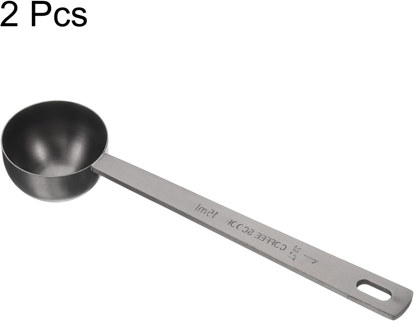 HARFINGTON 2pcs Coffee Scoop Spoon 1tbsp (3tsp, 15ml) 304 Stainless Steel Long Handle Teaspoon/Tablespoon Measuring Spoons Scoops for Tea Sugar Kitchen, Black