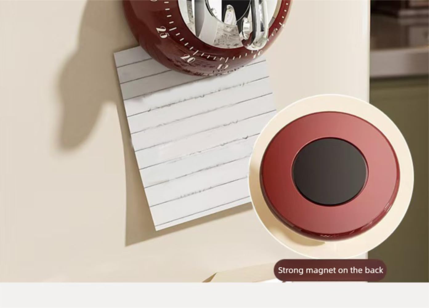 Kitchen Timers for Cooking, 100% Mechanical Cooking Timer，No Batteries Required，Magnetic Back.(red)