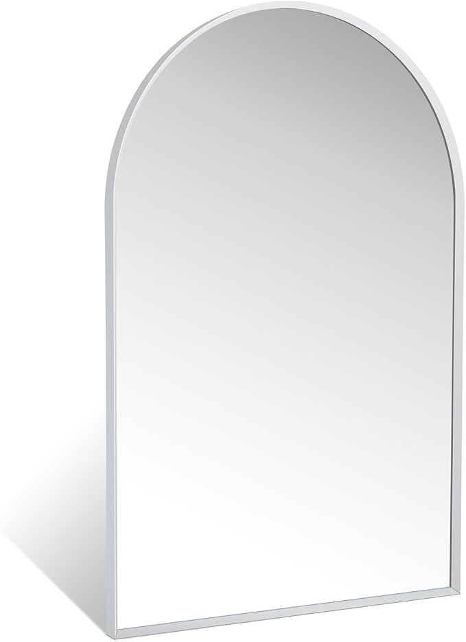 24" x 36" Silver Arched Mirror, Modern Aluminum Alloy Metal Frame, Arch by Minuover