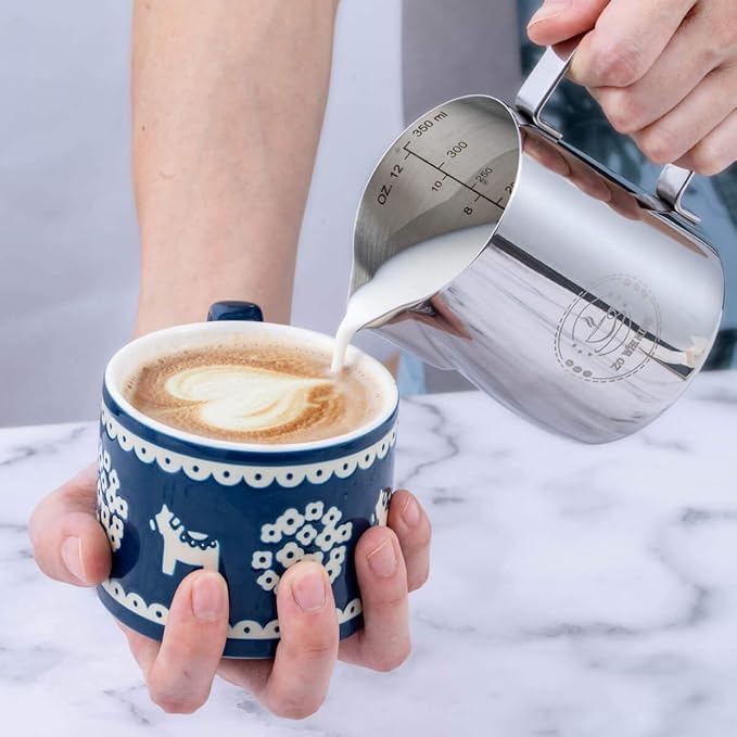 250ml Stainless Steel Milk Frothing Pitcher – Espresso Steaming Pitchers 8 Oz, Precision Pouring for Perfect Latte Art, Frother cup, Coffee Cappuccino Jug