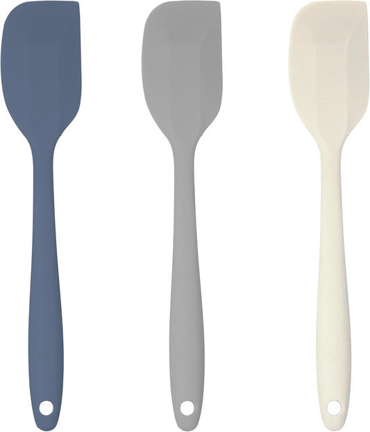 3 Pcs Colorful Silicone Spatula Set, Heat Resistant Rubber Kitchen and Baking Utensils for Non-Stick Cookware with Flexible Edges and Soft Touch Handles