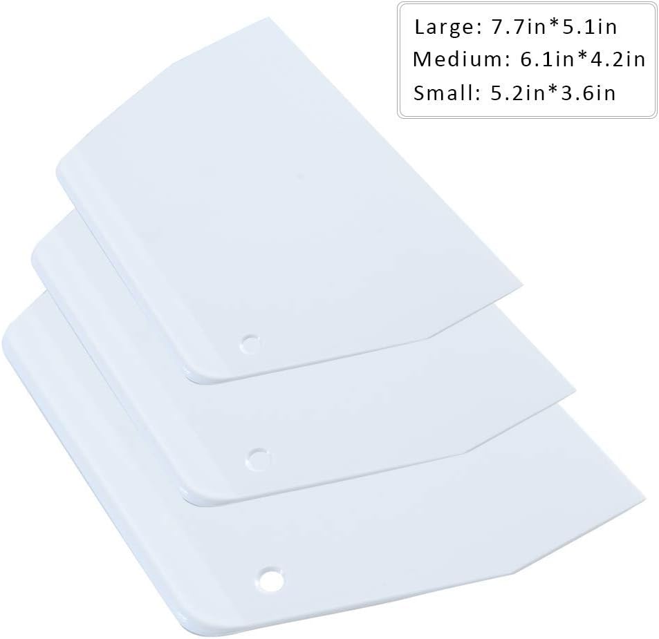 Luckycivia 3-Piece Trapezoidal Plastic Scraper - Multi-Function Kitchen Tool for Pizza Dough, Pastry, Cake (White)