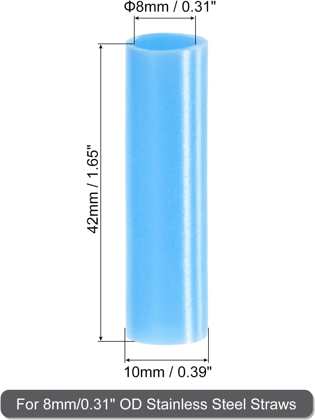 uxcell 20Pcs Silicone Straw Tips, Metal Straw Covers, Soft Reusable Straws Tips Fit for 8mm/0.31" OD Stainless Steel Straws (Sky Blue)