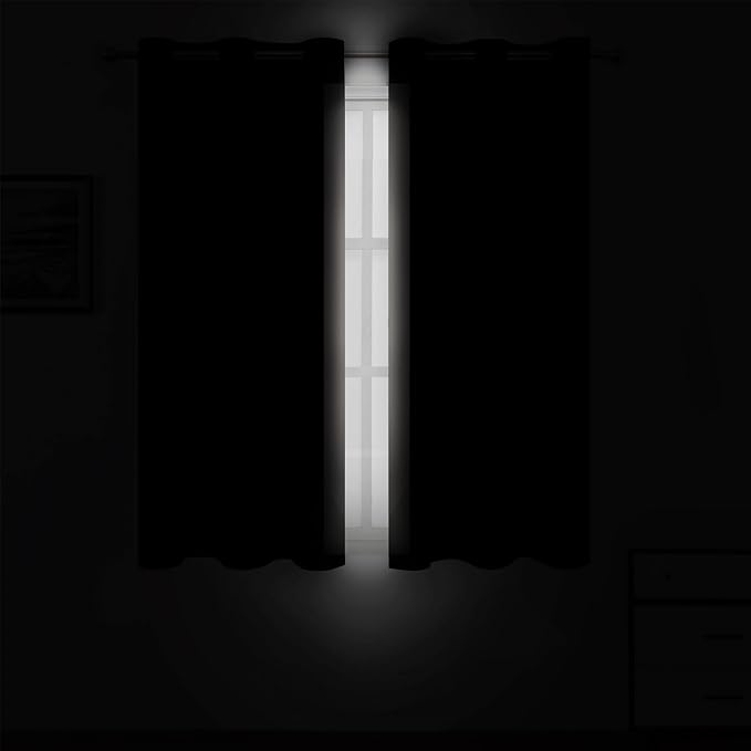 LEMOMO Blackout Curtains 66 x 54 Inch Long Light Beige Curtains Set of 2 Panels - Image 3