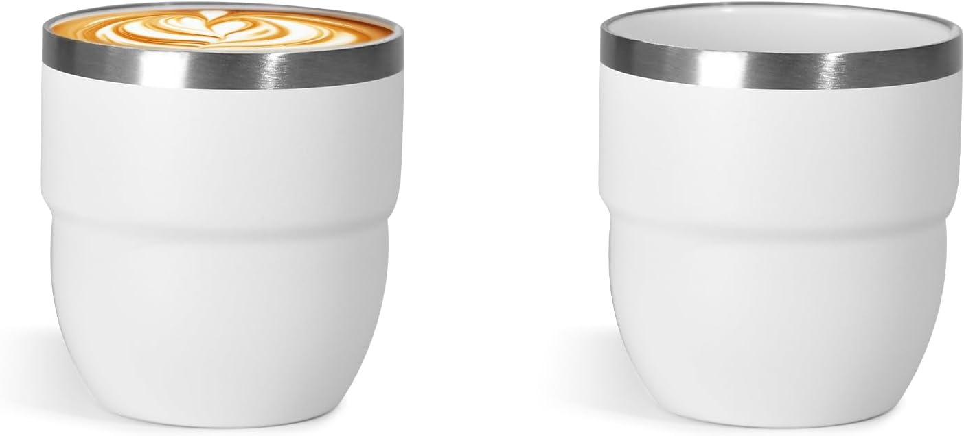 4oz Espresso Cups, Insulated Espresso Cups Set of 2, Expresso Shots Cup, Stainless Steel Shot Glasses for Coffee, Portable Espresso Travel Mug for Camping