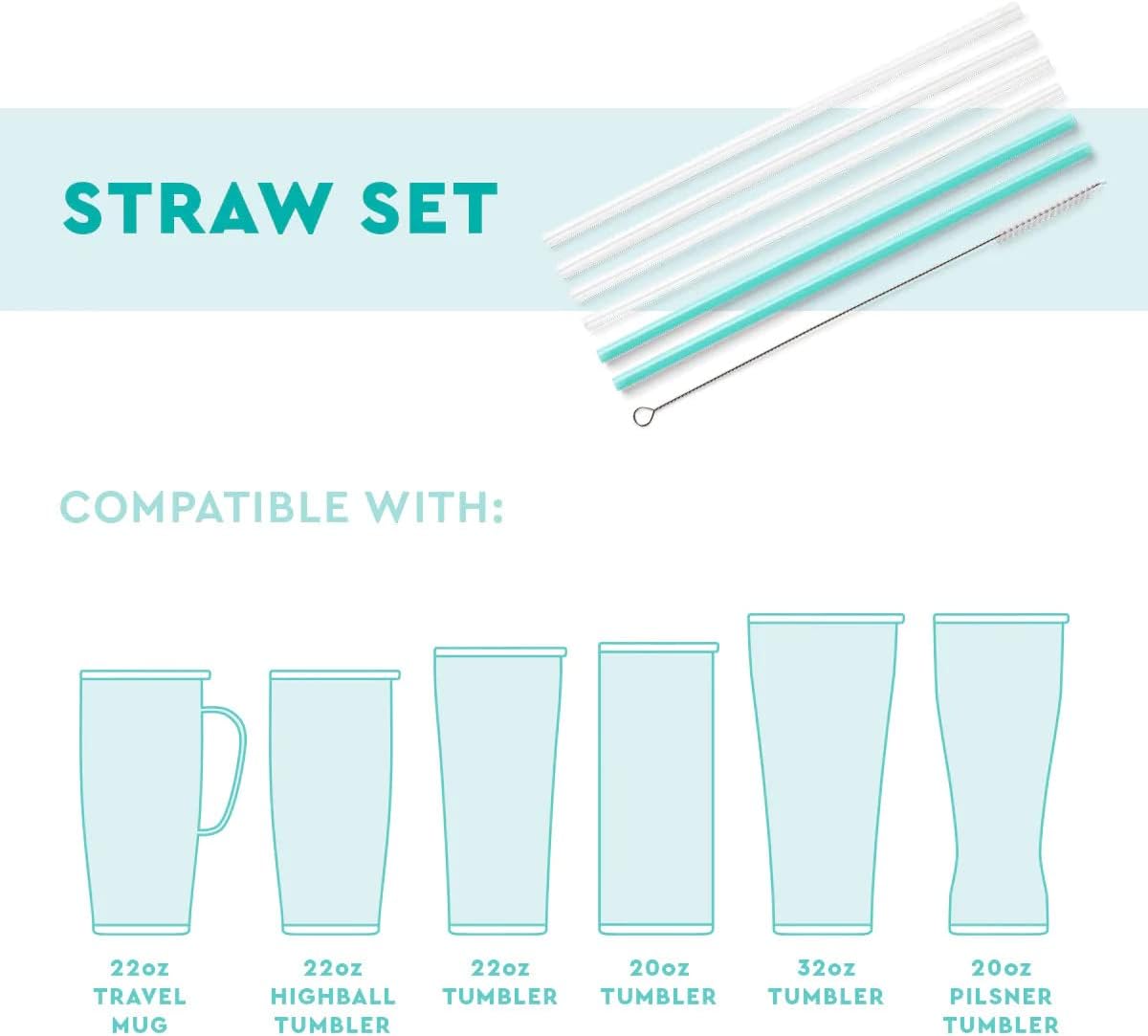 Swig Life Reusable Straws Luxy Leopard + Blush Reusable Straw Set + Cleaning Brush, Each Straw is 10.25 inch Long (Fits Swig Life 20oz Tumblers, 22oz, and 32oz Tumblers)