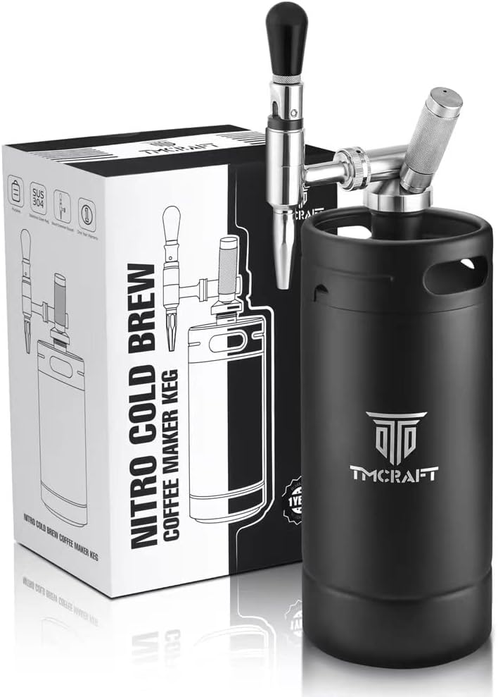 TMCRAFT 128oz Nitro Cold Brew Coffee Maker, Home Brew Coffee Keg with Stainless Steel Stout Creamer Faucet & Pressure Relieving Valve