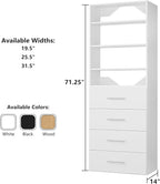 ROOMTEC Modular Closet System, 31.5" 4 Drawer Shelf Closet Tower Wall-Mounted - Image 7