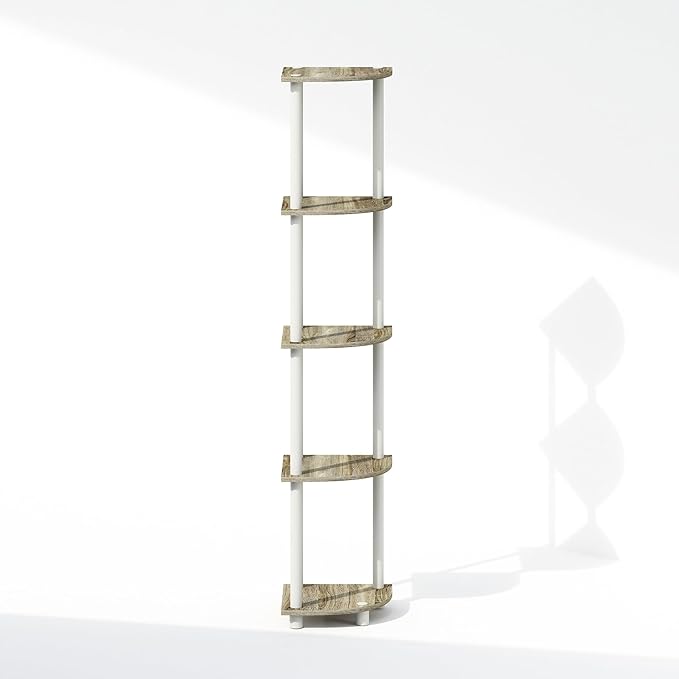 Furinno Turn-N-Tube Storage Shelves, 5-Tier Book Shelf, Corner Shelf, Toolless - Image 6