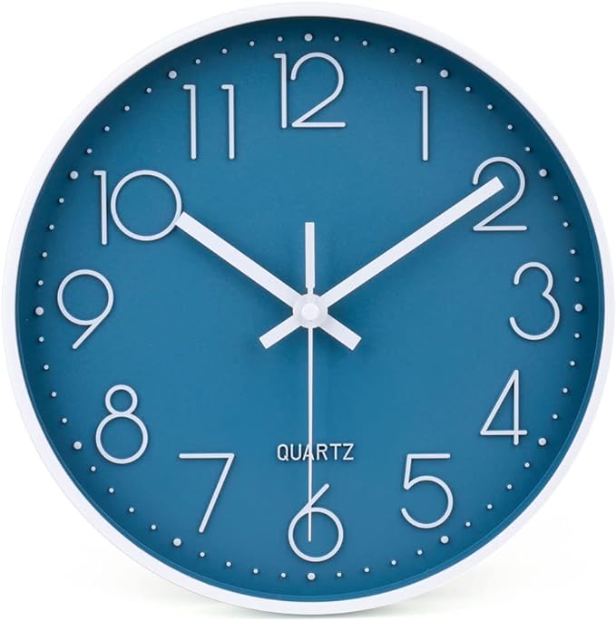 jomparis 10 Inch Cerulean Wall Clock Battery Operated Silent & Non-Ticking Wall by JOMPARIS