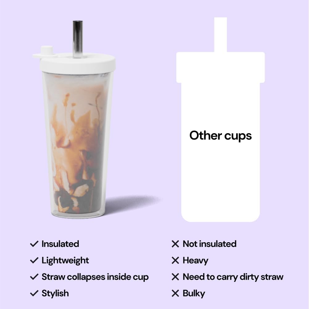 Dodoko Reusable Boba Cup and Straw Boba Tea Cup Bubble Tea Cup Reusable Iced Coffee Cup Cold Coffee Cup Smoothie Cup with Lid and Straw Smoothie Cup to go Smoothie Tumbler 17 oz - Night Black