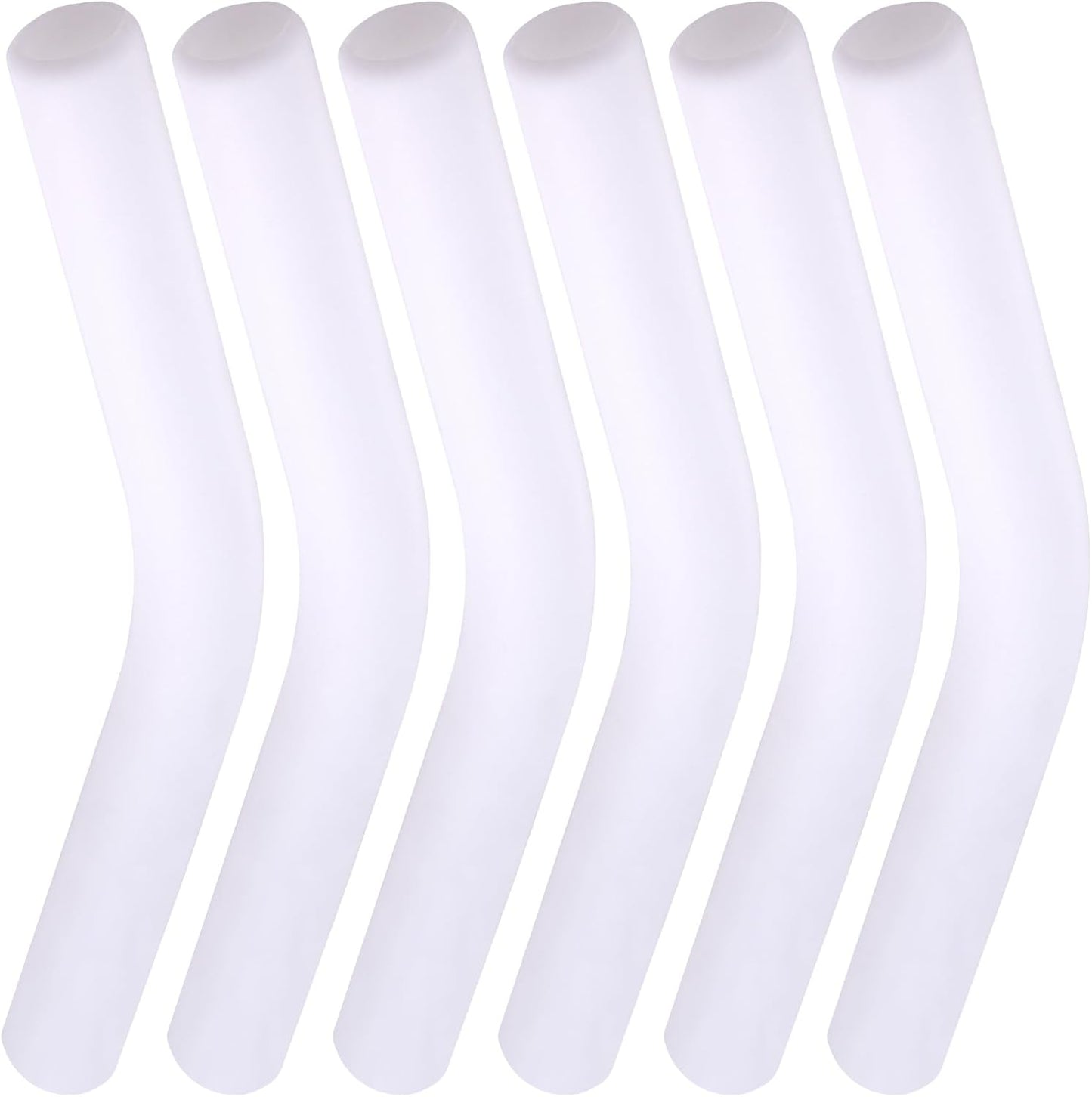 6pcs Food-Grade Silicone Straw Tips, Reusable Metal Straw Elbows Tips, Temperature Resistant Rubber Straw Covers Replacement Tip for 5/16" Stainless Steel Straws - White