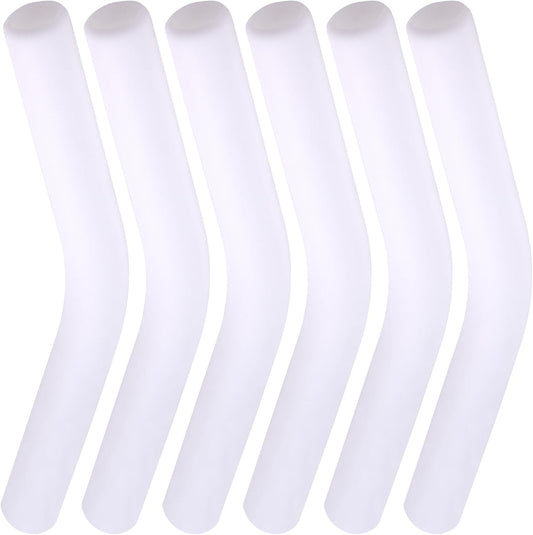 6pcs Food-Grade Silicone Straw Tips, Reusable Metal Straw Elbows Tips, Temperature Resistant Rubber Straw Covers Replacement Tip for 5/16" Stainless Steel Straws - White