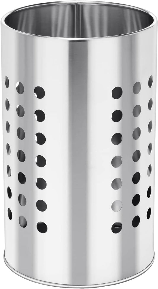 EORTA Stainless Steel Kitchen Utensil Holder Flatware Cylinder Silverware Draining Organizer Drying Rack with Round Drain Holes for Forks, Knives, Spoons, Chopsticks, Medium