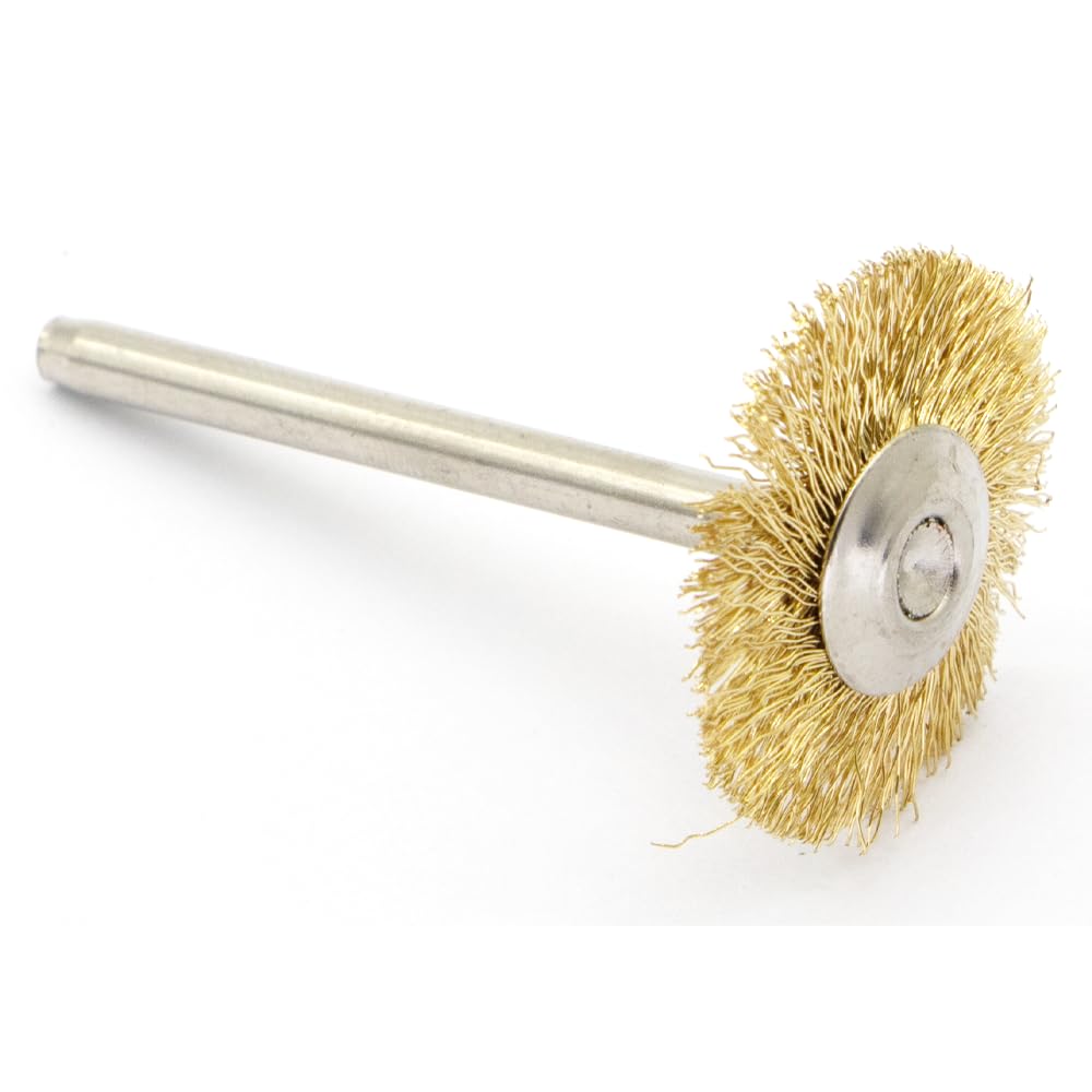 20PCS T-shaped Brass Wire Brushes - Metal Rust Removal, Cleaning, and Polishing - 22mm Diameter, 1/8″ (3mm) Shaft - Removes Burrs and Oxide Layer - Handles Rough Surfaces - Rotary Tool Accessories