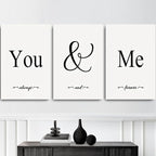 GUBIYU Black & White Bedroom 'You And Me' Love Words Art 24"x36" - Image 3