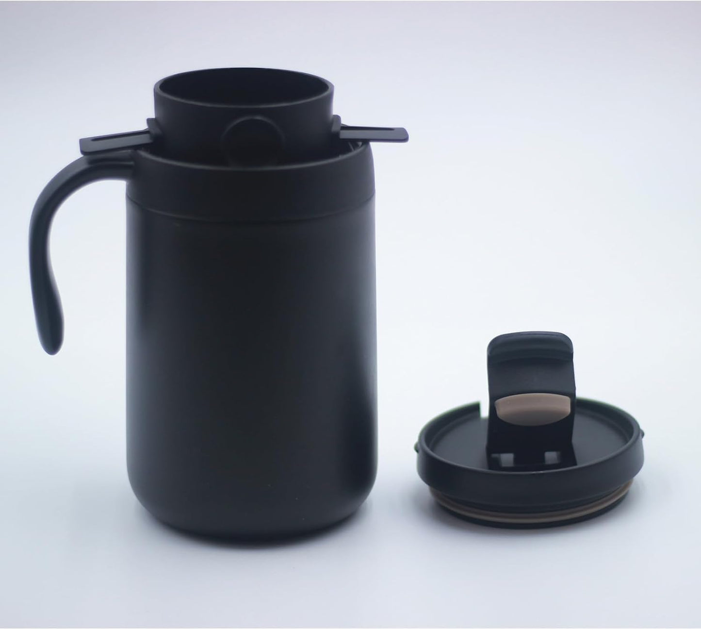 Portable 16oz Pour Over Coffee Maker with Foldable Filter & Stirrer – Insulated Stainless Steel Travel Cup with Lid – No Paper Filter Needed, BPA-Free, Black – For Home, Office, Camping, Backpacking